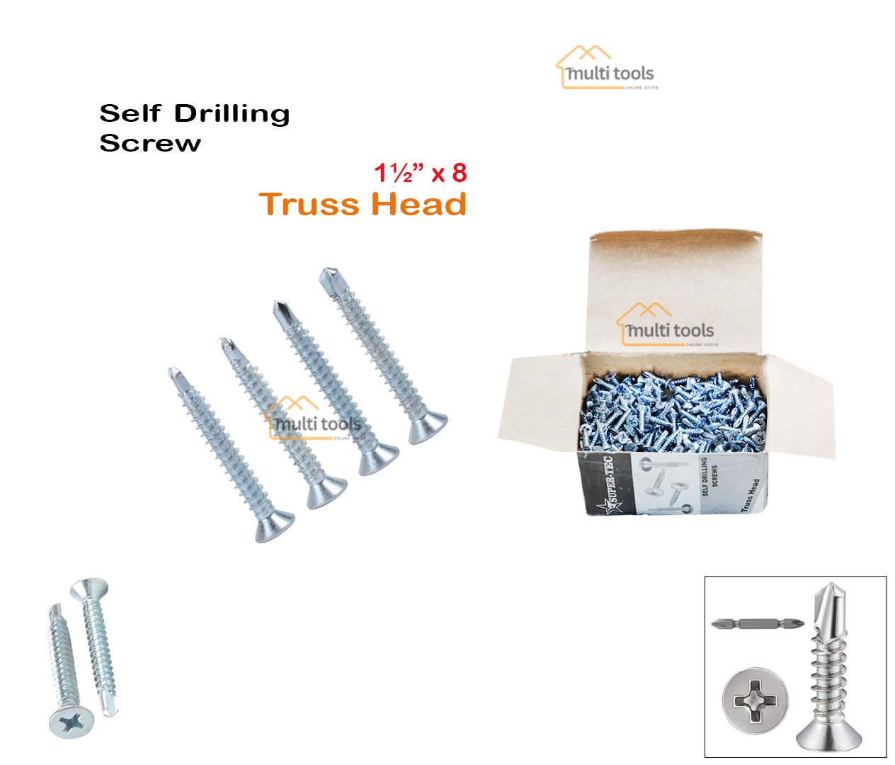 Self Drilling Screw 1-1/2 X 8 Truss Head